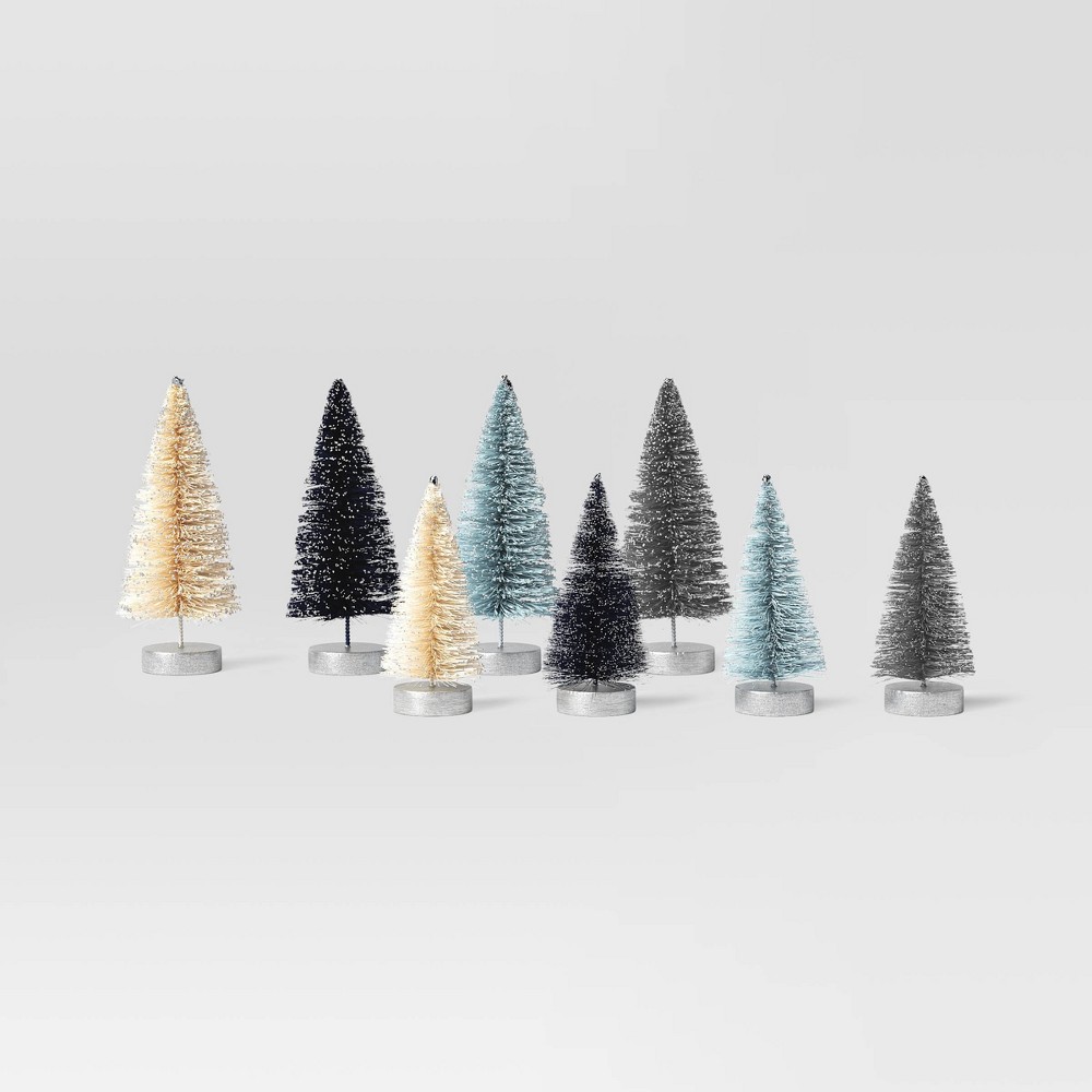 Christmas Set of 12 Mini Bottle Brush Trees Blue - Threshold™