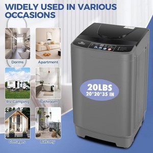 KRISRATE Portable Washing Machine 15.6Lbs/20Lbs Compact Washer with Drain Pump,10 Programs&8 Water Levels,LED Display for Apartment Dorm RV, Gray - 1 of 4