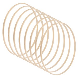 Unique Bargains Craft DIY Wedding Decor Bamboo Wooden Wreath Rings Beige 8 Pcs - 1 of 4