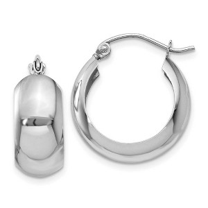 Black Bow Jewelry 7mm, 14k White Gold Half Round Hoop Earrings, 18mm (11/16 Inch) - 1 of 4