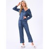 cheibear Women's Satin Soft Button-Down Sleepwear with Pants Lounge Pajama Set - 2 of 4
