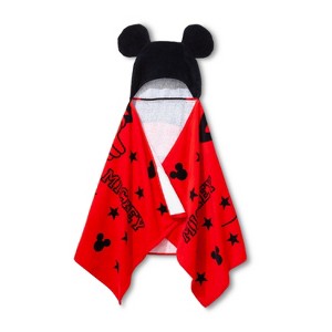 Mickey Mouse & Friends Mickey/Minnie Mouse Hooded Bath Towel, Black Red