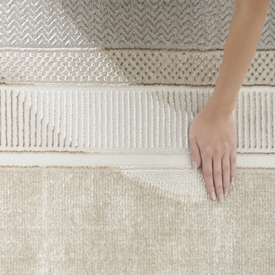 Ivory Geometric 9' x 12' Synthetic Washable Rug