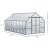 16' x 8' Aluminum Greenhouse Polycarbonate Walk-in Garden Greenhouse Kit with Adjustable Roof Vent, Rain Gutter and Sliding Door for Winter - 3 of 4