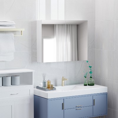 Vynxaria Double Door Wall-Mounted Bathroom Mirror: 31.5" x 23.5" Medicine Cabinet with Modern Design and Quiet Hinges.