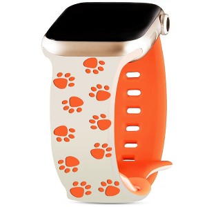 HTUTWOO Engraved Cat Paw Apple Watch Band, Sport Silicone Strap 38/40/41/42/44/45/49mm for iWatch Series 10 9 8 7 6 5 4 3 2 SE Ultra - 1 of 4