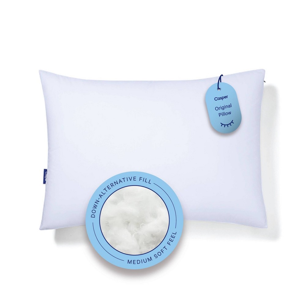 The Casper Original Pillow - Standard: Medium Fill, Universal Sleeper, 100% Cotton, Machine Washable, 18"x26" White