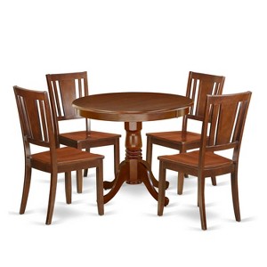 5Pc Dining Set - 36" Round Table & 4 Wood Chairs - Eclectic Style - 1 of 4