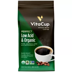 VitaCup Perfect Low Acid Dark Roast Whole Bean Coffee - 10oz