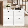 Large Shoe Storage Cabinet with 4 Flip Drawers, Freestanding Narrow Shoe Organizer with Hooks and Storage, Hidden Shoe Organizer for Foyer, Hallway - 3 of 4
