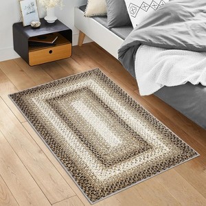 Machine Washable Runner Rug - Print Braided Non-Slip Indoor/Outdoor Carpet, Low Pile Non-Shedding Area Rug for Kitchen, Entrance Hallway - 1 of 4