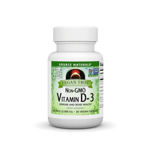 Vegan True Non-GMO Vitamin D-3 2,000 IU by Source Naturals, Inc.  -  30 VegCap - image 1 of 3