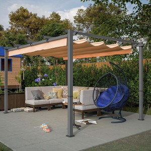 10' X 13' Outdoor Retractable Pergola, Patio Aluminum Pergola with Retractable Sun Shade Canopy,Pavilion Grill Gazebo Shelter for Backyard Garden Yard - 1 of 4