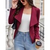 MISSKY Women's Fashion Faux Suede Jackets 2024 Clothes Lapel Long Sleeve Open Front Outerwear Cropped Coats - image 4 of 4