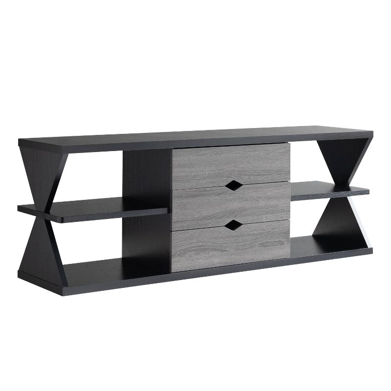 Damet 3 Drawer TV Stand for TVs up to 65&#34; Black/Distressed Gray - miBasics, 1 of 9