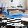 Floating Bed Frame with Led Lights Modern Upholstered Platform Bed Frame No Box Spring Needed Easy Assembly Grey - 4 of 4