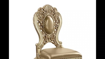 Seville 27" Gold Upholstered Side Chair with Wood Frame