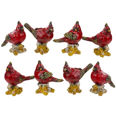  Northlight Set of 8 Red Cardinal Bird Christmas Figures 4.5" 