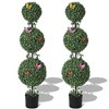 4 FT Artificial Topiary Ball Tree Set of 2, Faux Potted Boxwood Topiary Plant,Faux Shrubs Green Plants, Fake Topiary Plant for Backyard - 2 of 4