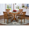 HomeStock 5-Piece Round Saddle Brown Finish Solid Wood Top Dining table with 4 Chairs - 2 of 4