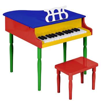 Costway piano numérique 30 touches pour enfants avec tabouret & pupitre,  clavier electronique en bois de bouleau avec couvercle rabattable,  instrument de musique pour enfants de 3-8 ans (rose)… - Conforama