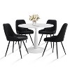 White Round Dining Table Set For 4,Round Pedestal Dining Table 35" With 4 Upholstered Faux Leather Dining Chair with Black Legs-Maison Boucle - image 2 of 4