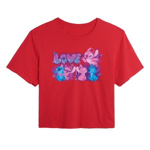 Women's - Lilo and Stitch - Love Grid Cropped Graphic T-Shirt - 1 of 3