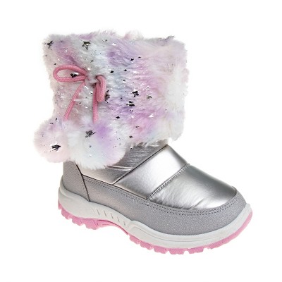 Rugged Bear Toddler Girls Snow Boots - Silver Multi, 7 : Target