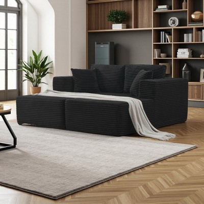 73.6" Corduroy Cloud Modular Sectional Sofa Bed with Double Chaise