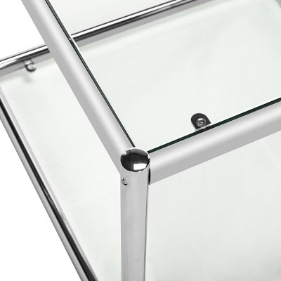 20" Square Chrome & Glass Transitional End Table