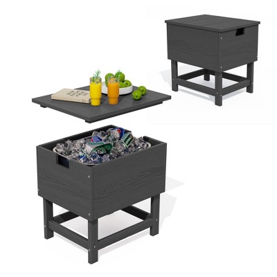 Hyleory Portable HDPE Side Table, 3-in-1 Patio Cooler Table