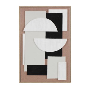 37"x25" Wooden Circle Geometric Textured Wall Art, Fabric Backing - Olivia & May - 1 of 4