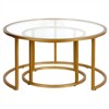 Metal Double Nested Round Coffee Table in Brass with Glass Top - Henn&Hart - 4 of 4