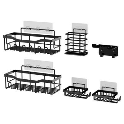 5-Pack Shower Caddy, Black - Shower Organizer & Shelves for Efficient Storage,Stainless Steel Shampoo Holder , Durable Shower Wall Caddy