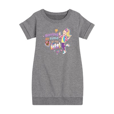 JoJo Siwa Time Of My Life Graphic Short Sleeve Fleece Dress - Heather Grey - 2T