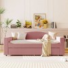 Twin Size Upholstered Daybed with Storage Armrests, Trundle and Latest Integrated Bluetooth Audio System, Teddy Fleece, Beige - 2 of 4