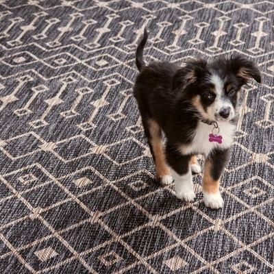 Charcoal Gray Oval Outdoor Synthetic Area Rug 8' x 10'