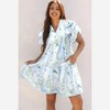Amaryllis Women’s Floral Collared Babydoll Dress Puff Short Sleeves Flowy Silhouette Pockets Lightweight - 3 of 4