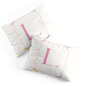 Deny Designs Standard April Lane Art Simple Bow Monogram L Microfiber Printed Pillow Sham - 1 of 4