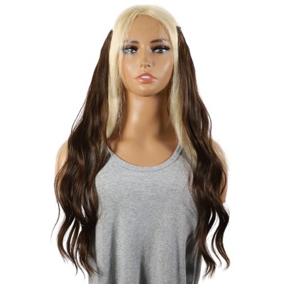 Unique Bargains Women's Water Ripple Curls Hair Extensions High Temperature Fiber 22in Dark Brown 1 Set