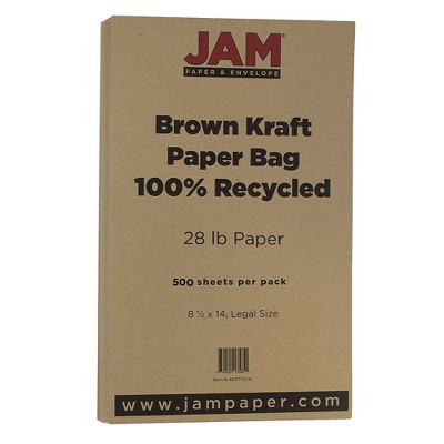 JAM Paper Legal Matte 28lb Paper 8.5 x 14 Brown Kraft Paper Bag 463117506B