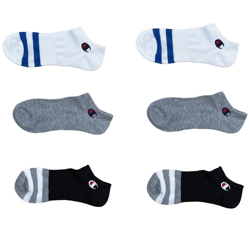 Champion 6-Pairs Men's Super No-Show with Embroidery Logo Socks Size 6-12, 1 of 5