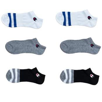 Champion 6-Pairs Men's Super No-Show with Embroidery Logo Socks Size 6-12