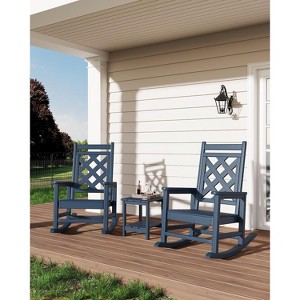 coucheta Oversized Rocking Chair Outdoor, HDPE Adirondack Rocking Chair with Wood Texture - Weather Resistant for Deck, Patio, Pool, Backyard - 1 of 4