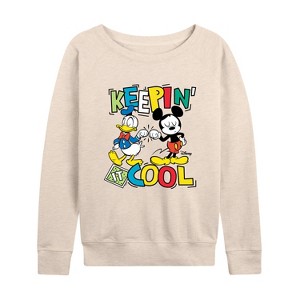Women's - Disney - Keepin It Cool Lightweight French Terry Wide Neck Long Sleeve Shirt - 1 of 4