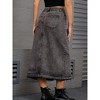 INSPIRE CHIC Women's Denim Front Slit Raw Hem High Waisted Midi Jean Skirts - 4 of 4