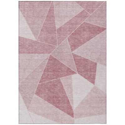 Blush Pink And Ivory Geometric Washable Indoor Outdoor Area Rug