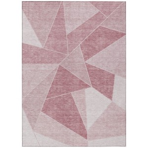 Blush Pink And Ivory Geometric Washable Indoor Outdoor Area Rug - 1 of 4