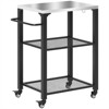 SEVOBAL Outdoor Grills, Griddles and Smokers Premium Stainless Steel Grill Cart with Foldable Side Table Cooking Station, Black, 37.4"*27.6"*19.7" - 2 of 4