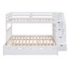 NicBex Twin over Twin/Full Bunk Bed Convertible Triple Bed Frame with Scroll Wheels, Guardrails and Storage Stairs, No Box Spring Required - 3 of 4
